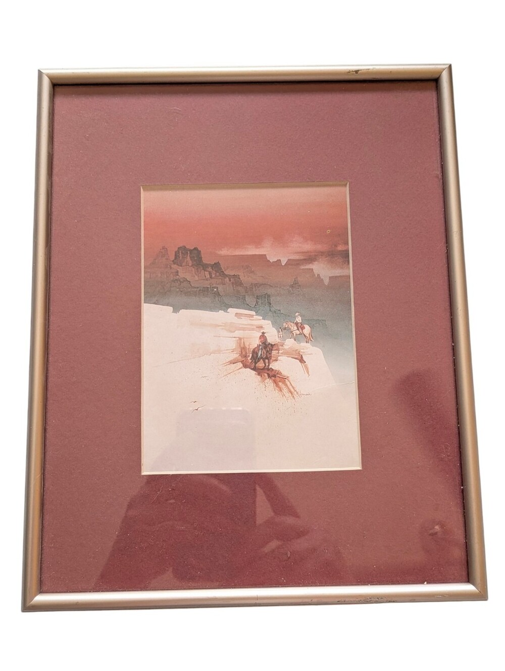 Michael Atkinson Framed Desert Landscape Print Wall Art in Maroon Mat Western